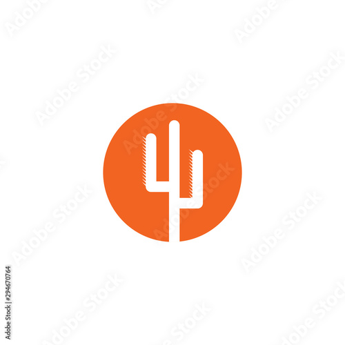 Cactus plant icon logo design vector template