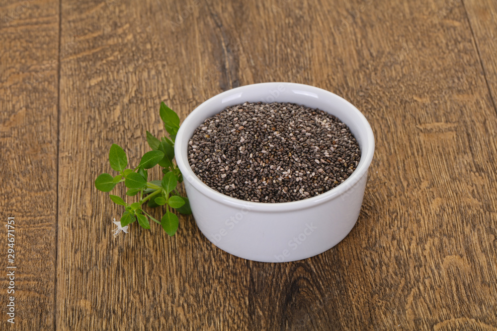 Dietary Chia seeds in the bowl Dietary Chia seeds in the bowl