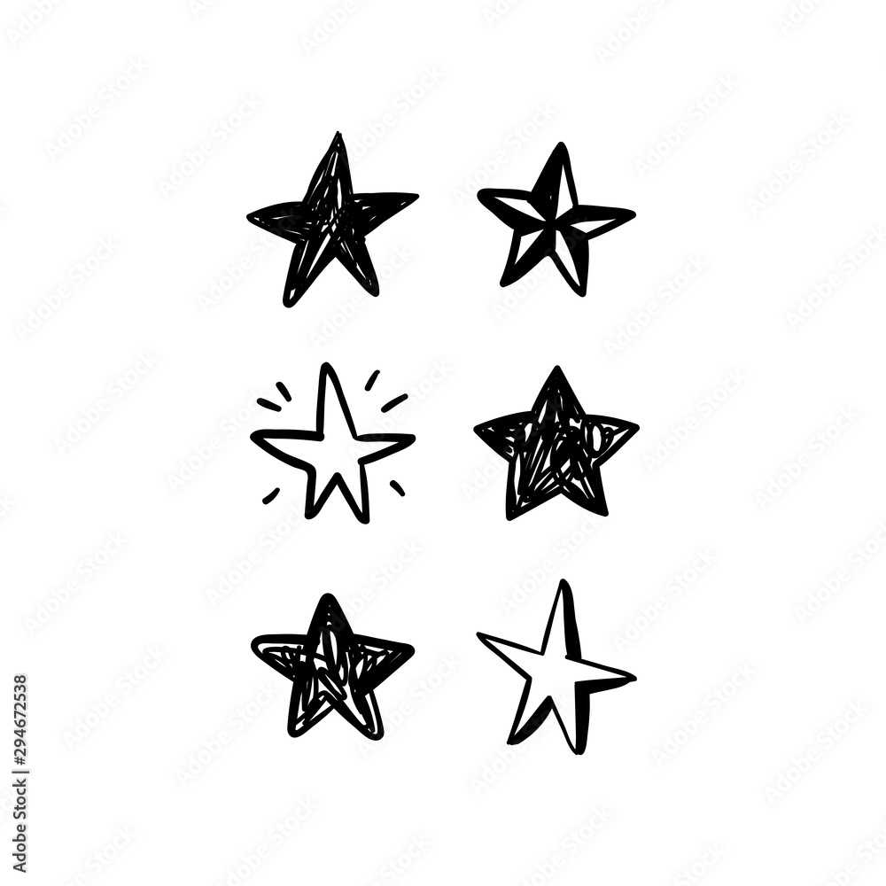 Star doodles collection. Hand drawn stars set. Cute vector sketches. Star doodles collection. Hand drawn stars set. Cute vector sketches.