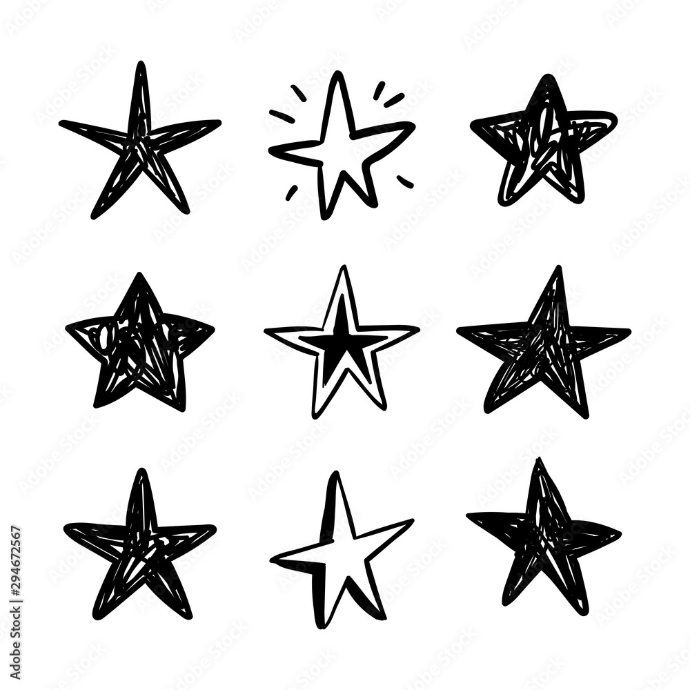 Star doodles collection. Hand drawn stars set. Cute vector sketches. Star doodles collection. Hand drawn stars set. Cute vector sketches.