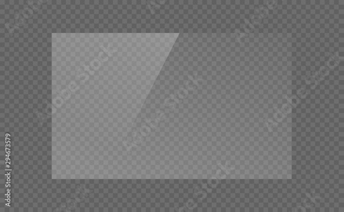The rectangle glass plate, mirror, windows. Glass Plates Or Banners Isolated On Transparent Background. Light effect for a picture or a mirror