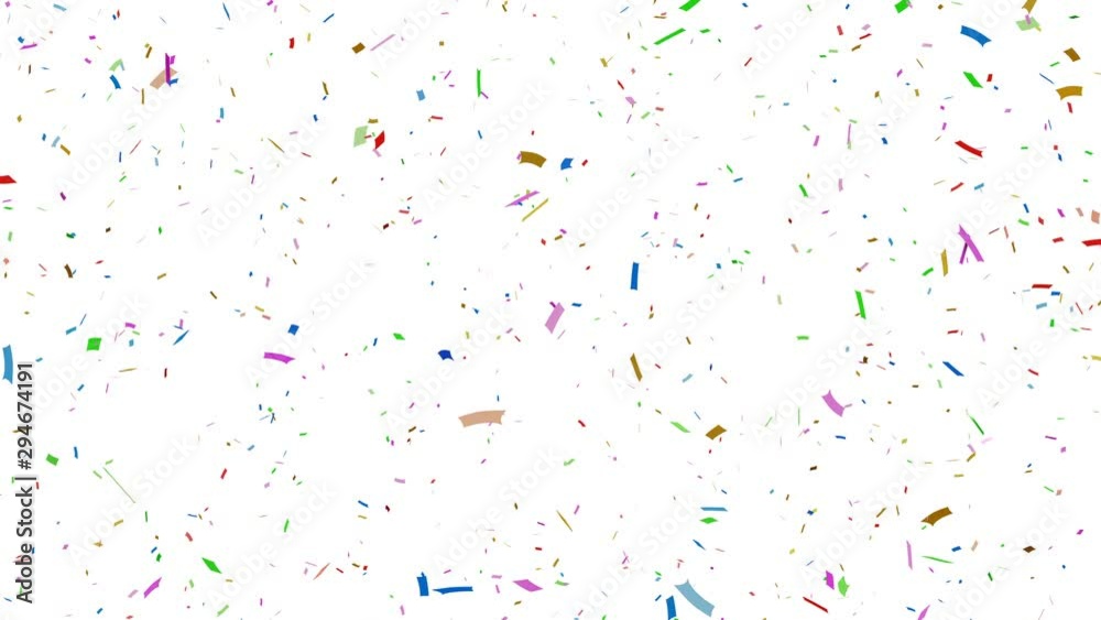 Colorful confetti isolated on white background, alpha matte.