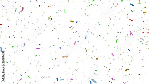 Colorful confetti isolated on white background, alpha matte.