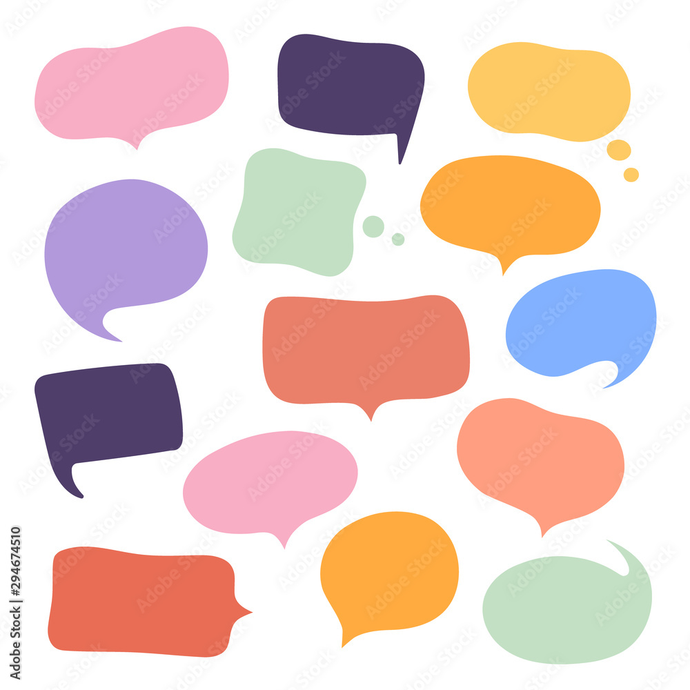 Set different hand-drawn speech bubble. Talk chat speak message. Empty blank comment. Vector illustration design Set different hand-drawn speech bubble. Talk chat speak message. Empty blank comment. Vector illustration design