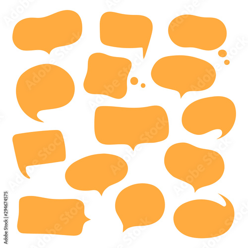 Set different hand-drawn speech bubble. Talk chat speak message. Empty blank comment. Vector illustration design