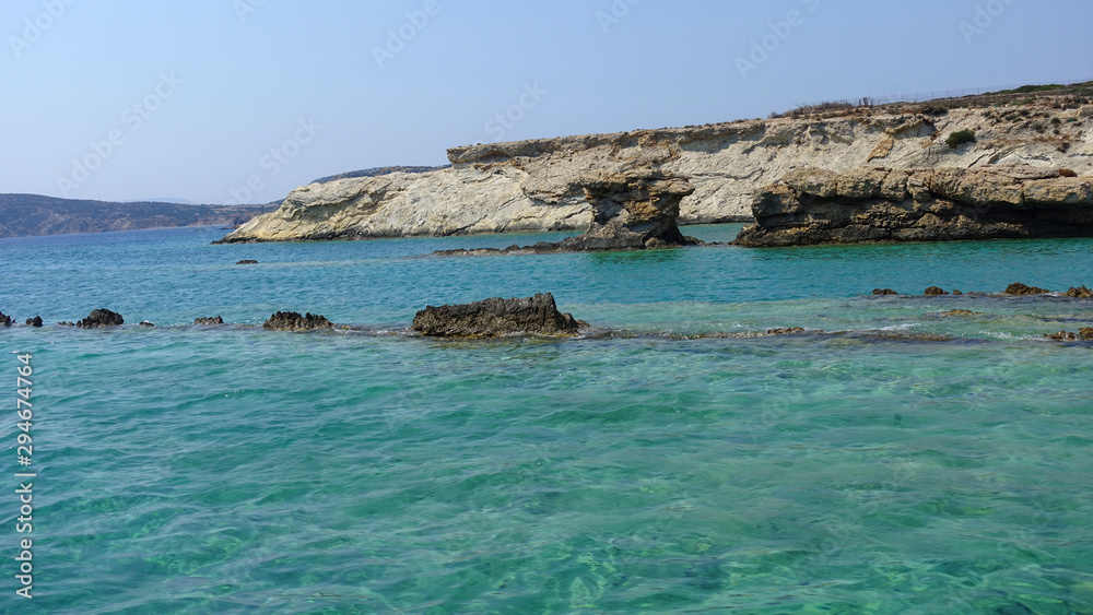 Amazing turquoise seascape of Kato Koufonisi, Small Cyclades, Greece