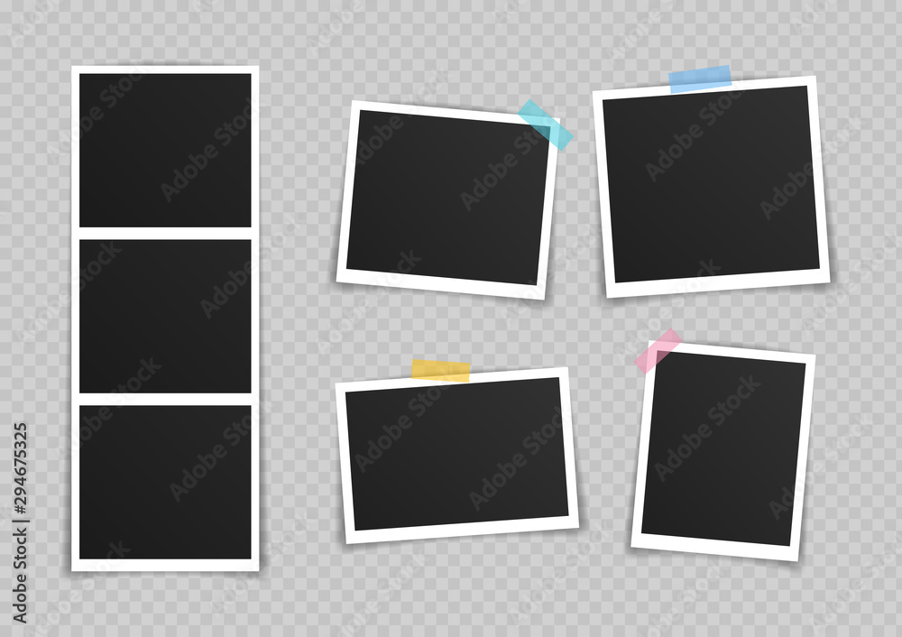 Big set Vector Photo frame mockup design. Super set photo frame on sticky tape isolated on transparent background. Vector illustration design Big set Vector Photo frame mockup design. Super set photo frame on sticky tape isolated on transparent background. Vector illustration design