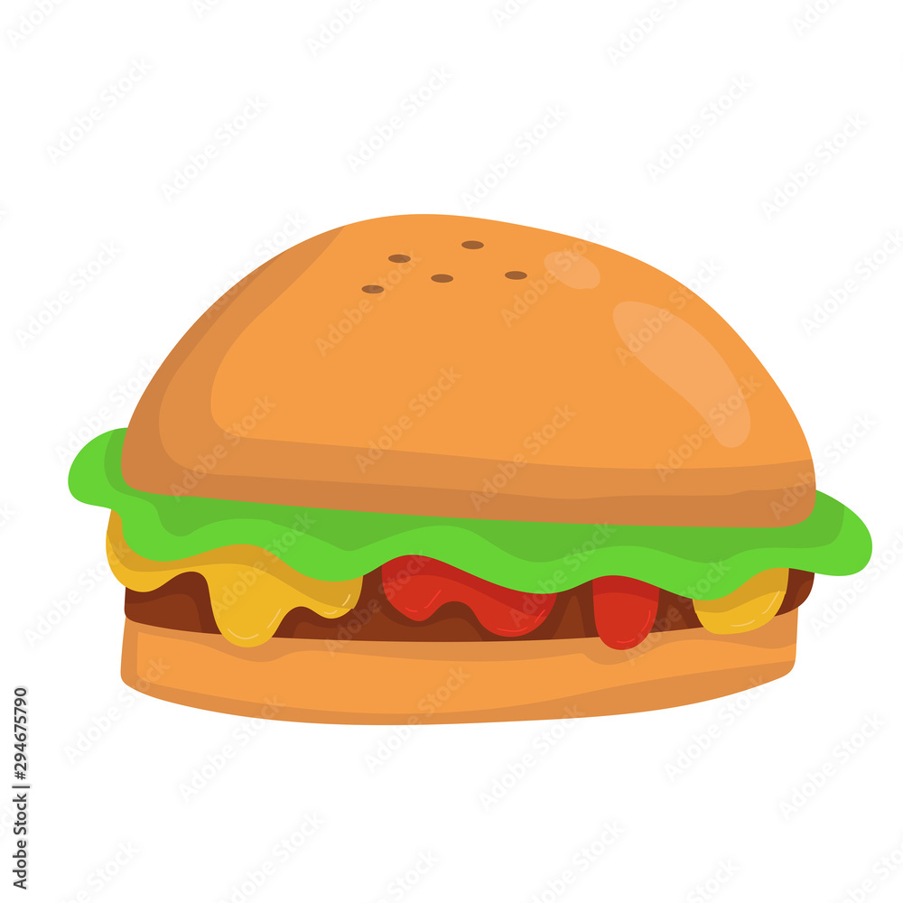 Cartoon Hamburger on White Background Cartoon Hamburger on White Background