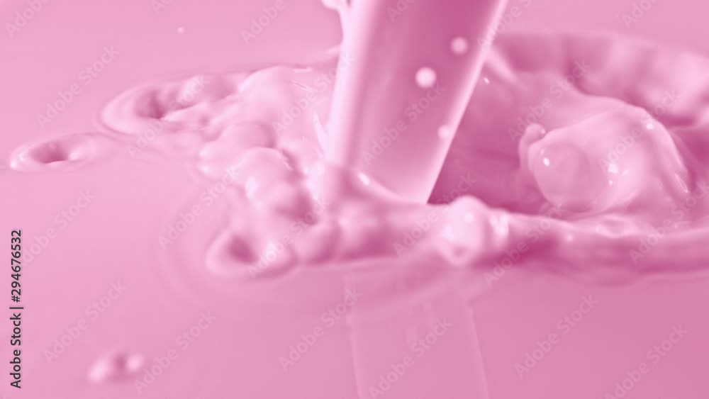 Super Slow Motion Shot of Pouring and Splashing Strawberry Milk at 1000fps. Shooted with High Speed Cinema Camera in 4K resolution. Super Slow Motion Shot of Pouring and Splashing Strawberry Milk at 1000fps. Shooted with High Speed Cinema Camera in 4K resolution.