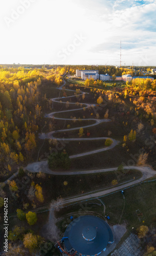 Aerial top vew of winding r...