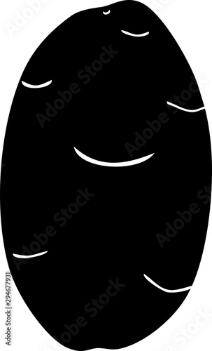 Black potato tuber in flat style