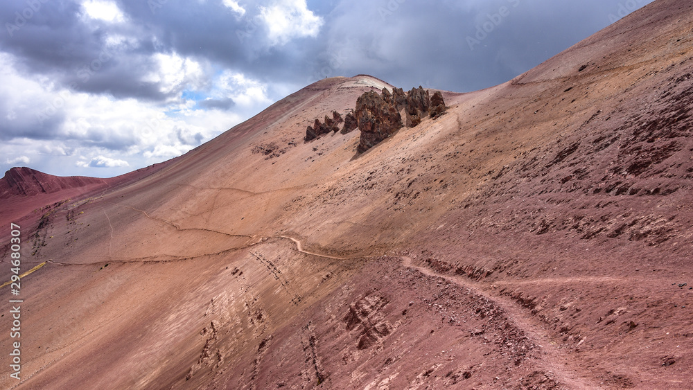 Colourful rock formations in the mineral-rich mountains of Red Valley. Cordillera Vilcanota, Cusco, Peru