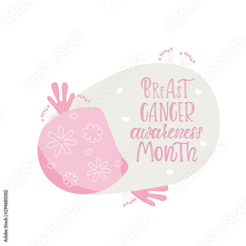 BREAST CANCER AWARENESS MONTH-hand drawn lettering. Typography vector design for brochure, cards, poster, banner. Vector illustration