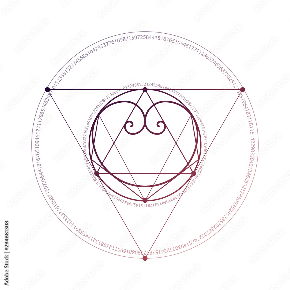 Sacred geometry style romantic love polygonal heart with interlocking futuristic geometric shapes hipster tattoo sketch.