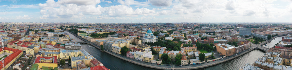 Panorama St. Nicholas Cathedral with a bell tower in St. Petersburg