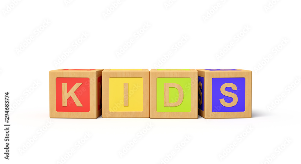 3d rendering of alphabet toy blocks.