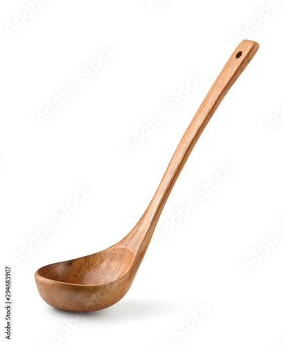 Empty wooden ladle