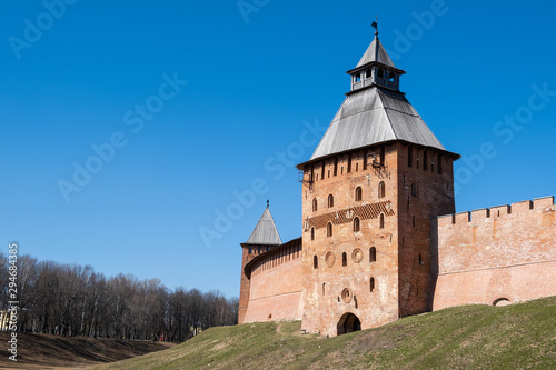 The Spasskaya Tower of Novgorod Kremlin in Veliky Novgorod, Russia