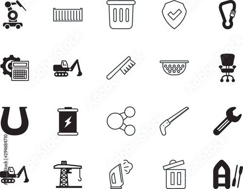 equipment vector icon set such as: share, loading, appliance, cargo, hanging, empty, eps, generation, square, social, gears, shield, summer, smoothing, science, raft, shipping, chair, royal, armor