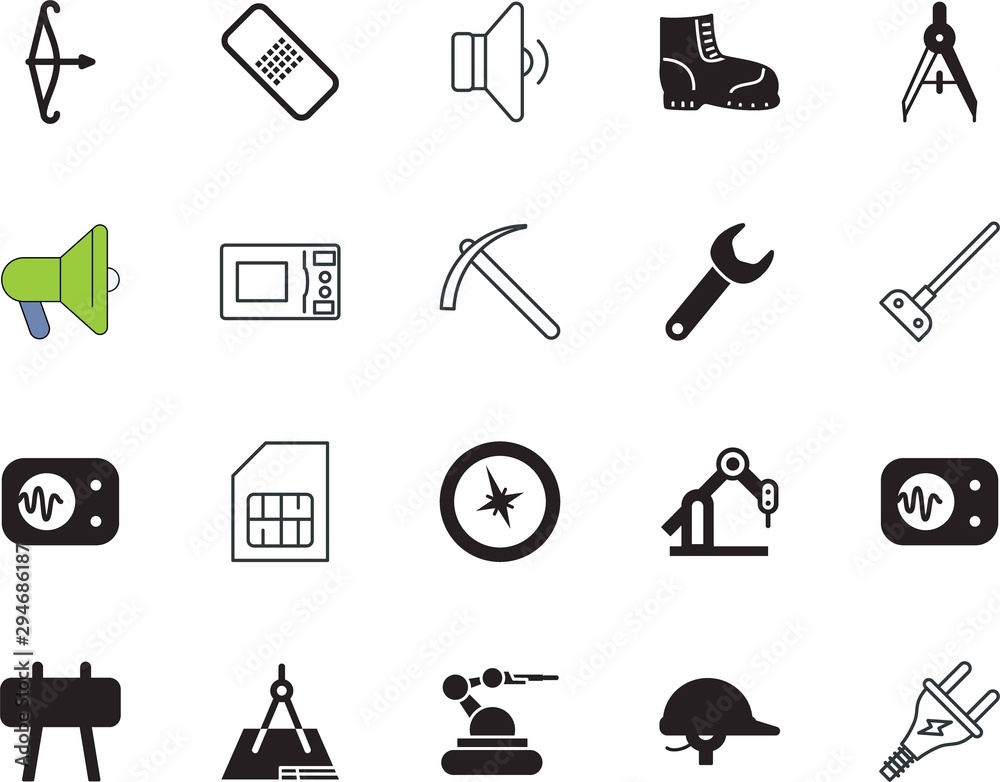 equipment vector icon set such as: builder, finance, planning, hiking, strength, color, vacancy, broadcasting, plan, headphone, growth, health, travelling, boot, hoeing, cap, shoe, farming, uk equipment vector icon set such as: builder, finance, planning, hiking, strength, color, vacancy, broadcasting, plan, headphone, growth, health, travelling, boot, hoeing, cap, shoe, farming, uk