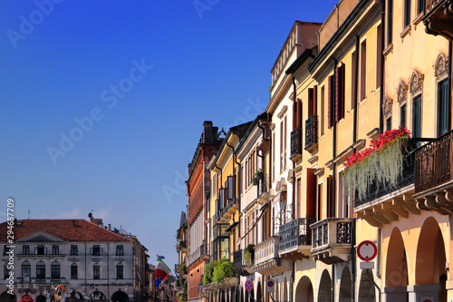 Fototapeta Naklejka Na Ścianę i Meble -  view on historical colored buildings in the downtown of padua in italy
