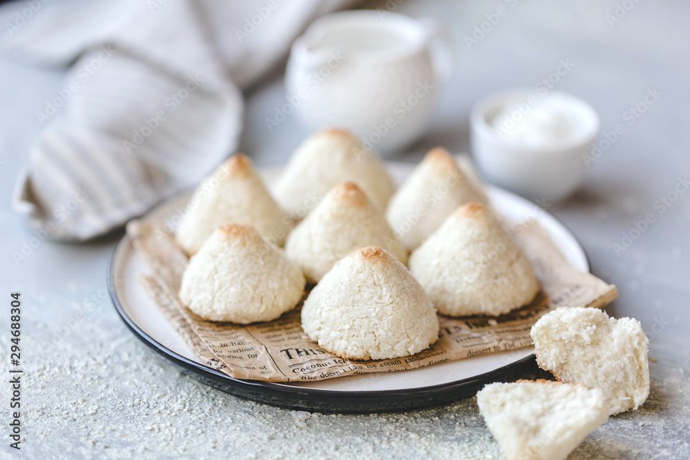 Group of coconut candies in the form of cone