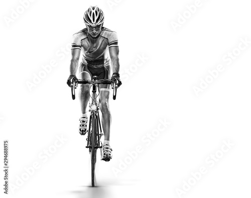 Obraz na plátně Sport. Athlete cyclists in silhouettes on white background.