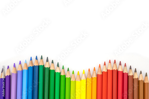 Many colored pencils as a colorful background