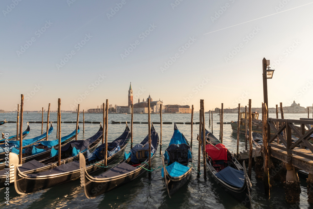 Gondola's At San Marco Docks, Venice Gondola's At San Marco Docks, Venice