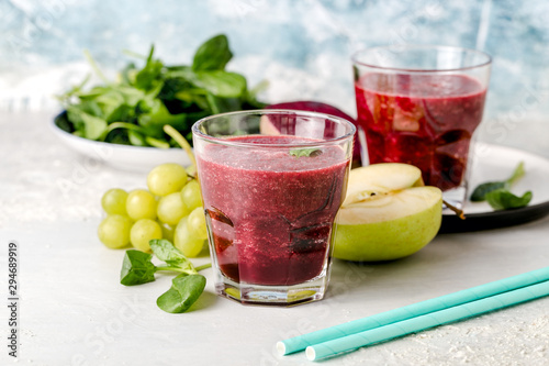 fresh beetroot smoothie  with grapes  spinach and apple