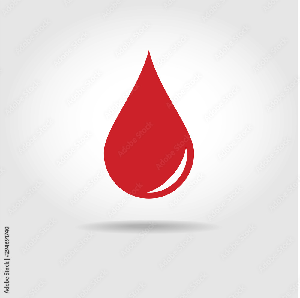Red icon of blood drop in flat style isolated on gradient background. Vector illustration Red icon of blood drop in flat style isolated on gradient background. Vector illustration