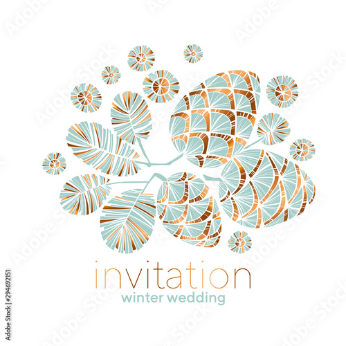 Xmas vibes pastel teal green pine cone composition