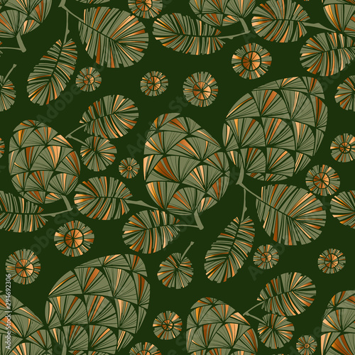 Decorative xmas green pine cone seamless pattern