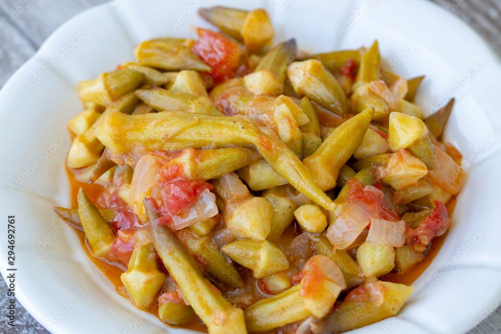Traditional delicious Turkish food; okra (bamya) Traditional delicious Turkish food; okra (bamya)