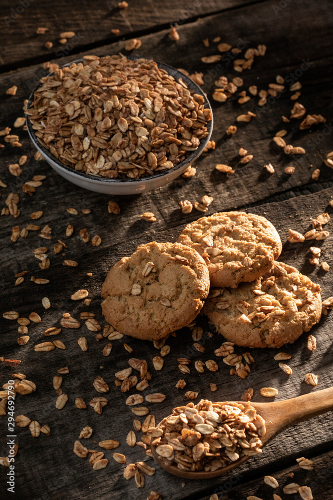 Fototapeta premium Cookies with whole grain oatmeal.