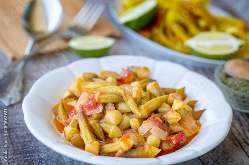 Traditional delicious Turkish food; okra (bamya)