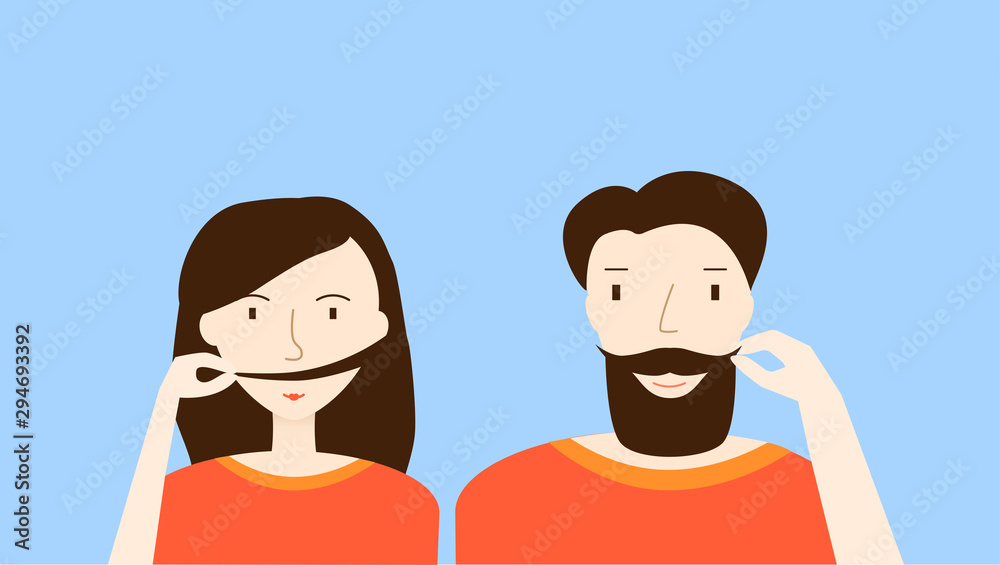 Prostate Cancer Awareness Month. Young couple. Girl and man. Concept illustration. Prostate Cancer Awareness Month. Young couple. Girl and man. Concept illustration.