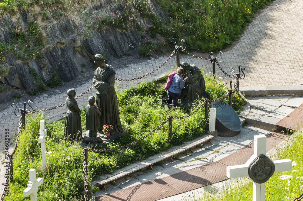 Statue depicting Our Lady of La Salette in a sanctuary in Alps Stock