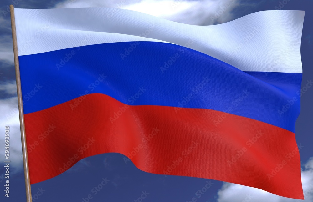 Russian flag on a blue sky Russian flag on a blue sky