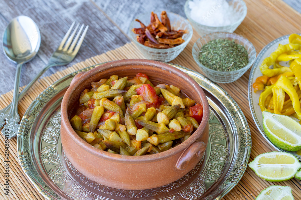 Traditional delicious Turkish food; okra (bamya) Traditional delicious Turkish food; okra (bamya)
