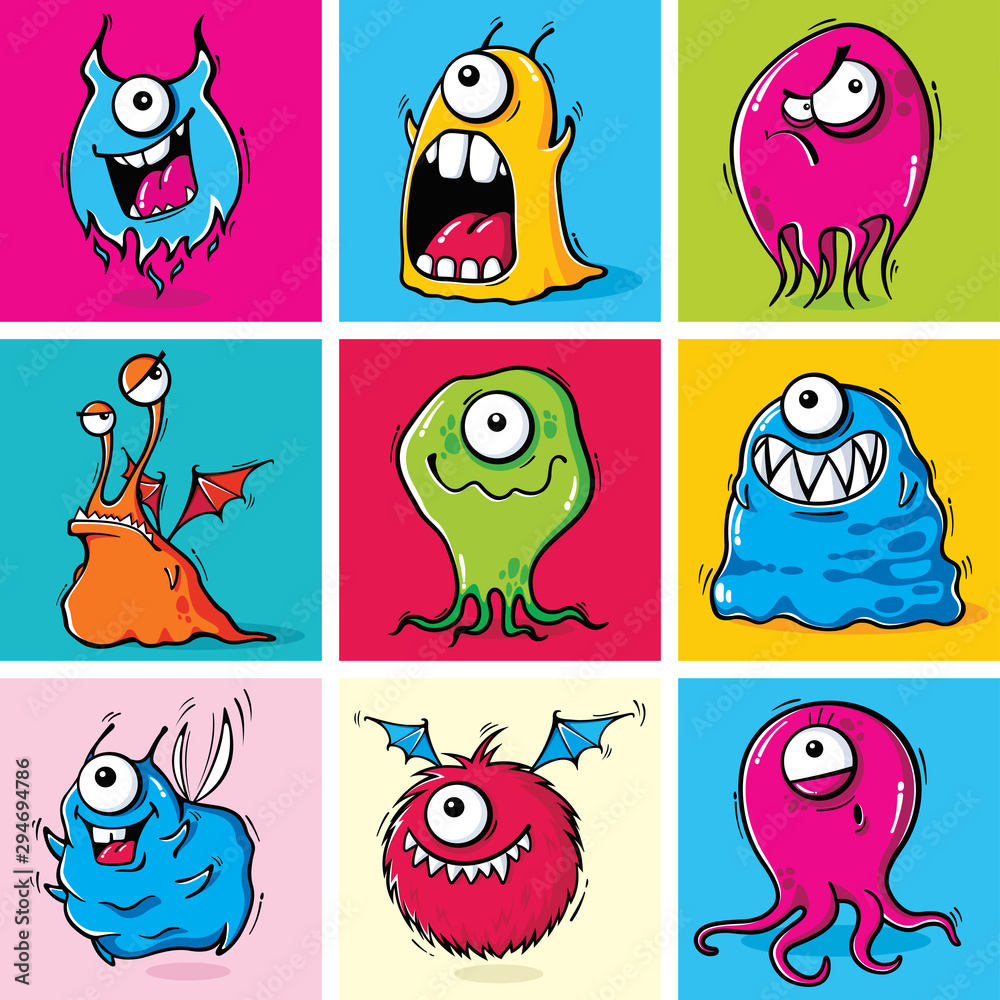 Fototapeta premium Set of funny cartoon monsters 