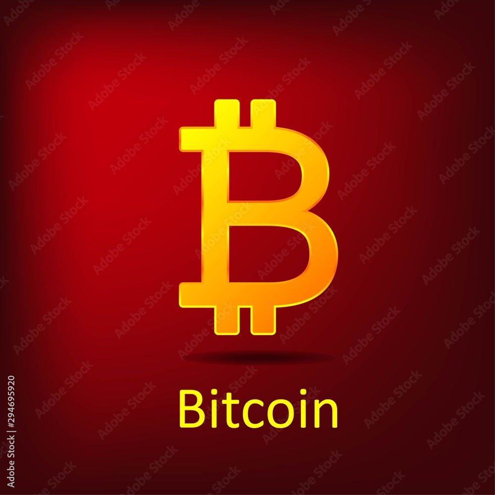 Volumetric, stylized logo of bitcoin in gold color Volumetric, stylized logo of bitcoin in gold color