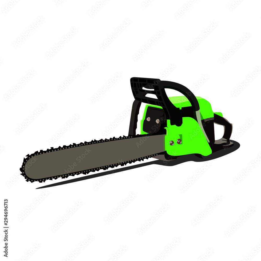 chain saw green realistic vector illustration isolated chain saw green realistic vector illustration isolated