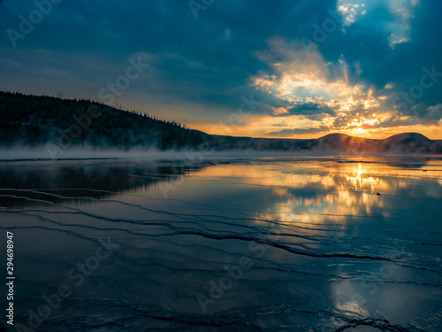 Sunset at Grand Prismatic Spring, Yellowstone National Park 4