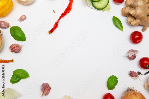 Autumn vegetables on white background. Vegetable background.