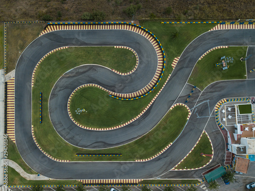 Paved roadway of small racing track