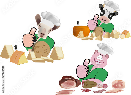 formaggi e carne bovino ovino e suino
