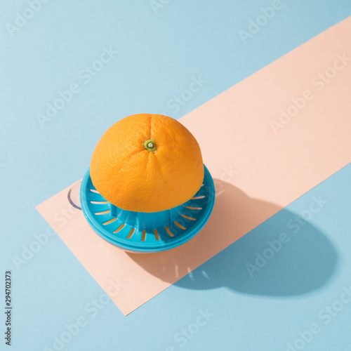 orange on a blue squeezer photo