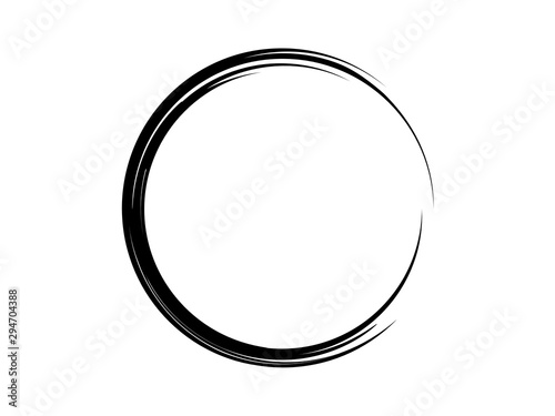 Thin circle made for marking.Grunge thin circle made of black ink.