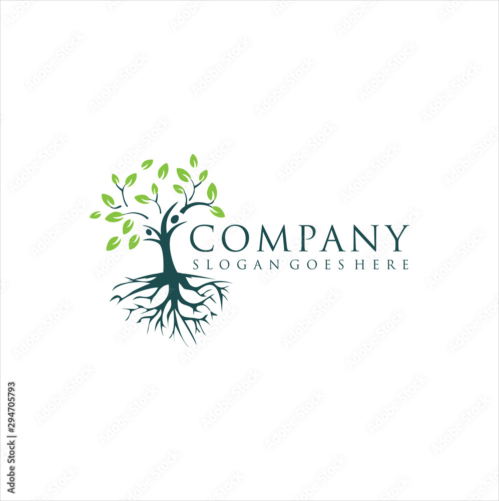 Obraz premium Human Tree Logo Design. Healthy People Tree Logo. People Tree Logo stock vector. Illustration of human